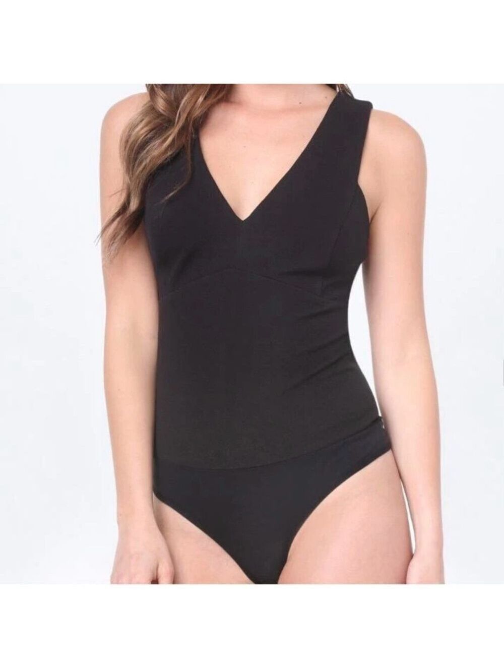 Bebe Black Sleeveless V-Neck Bodysuit Top - Picture 5 of 11